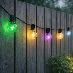 Fios de luzes exteriores 10m incl. LED 10 luzes RGBW solar - Russell