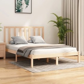 Estrutura de cama dupla 4FT6 135x190 cm madeira de pinho maciça