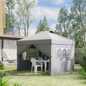 Tenda pop-up dobrável  3 x 3, altura ajustável, paredes laterais, aberturas de ventilação, janelas, saco de transporte com Rodas cinzento claro