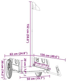 Reboque de carga para bicicleta tecido oxford e ferro vermelho