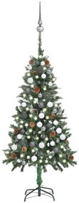 vidaXL Árvore Natal artificial pré-iluminada c/ bolas e pinhas 150 cm