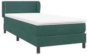 Cama com molas/colchão 90x220 cm veludo verde-escuro