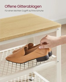Banco para sapatos com 2 prateleiras 30 x 73 x 45 cm bege - branco