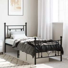 vidaXL Estrutura de cama com cabeceira e pés 80x200 cm metal preto