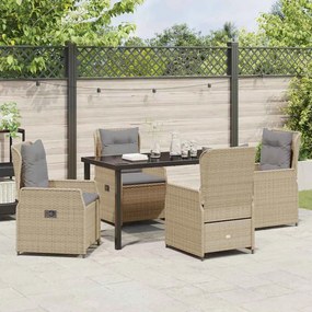 Conjunto de Jantar de Jardim 5 Peças Bege em Rattan Sintético