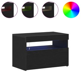 Armários de TV com luzes LED 2 pcs Carvalho Preto 60x35x40 cm Madeira