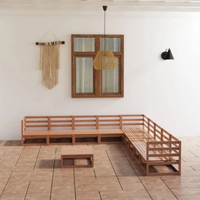 10 pcs conjunto lounge de jardim pinho sólido castanho mel