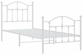 Estrutura de cama com cabeceira e pés 90x200 cm metal branco