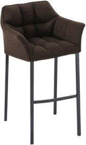 Banco de bar Damaso em tecido e com estrutura preta 64 x 110 x 48 cm Castanho