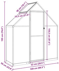 Estufa com estrutura de base 169x58x195 cm alumínio antracite