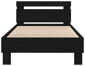 Cama vidaXL com Luzes LED Carvalho Preto 90x200 cm Madeira Reforçada
