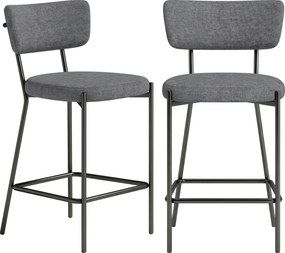 HOMCOM Conjunto de 2 banquetas estofadas com encosto curvo, para ilha de cozinha, área de café da manhã, Cinza | Aosom Portugal