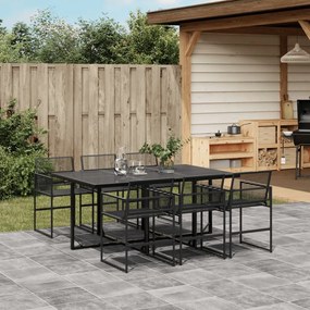 vidaXL 7 pcs conjunto de jantar para jardim vime PE preto