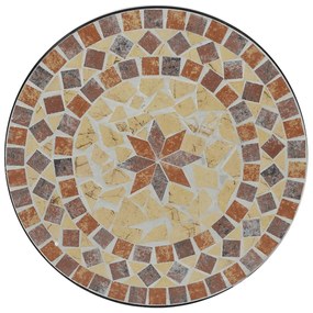 Conjunto de bistrô mosaico ferro e cerâmica terracota e branco
