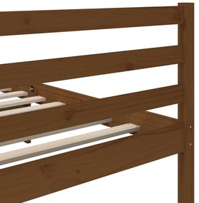 Estrutura cama 200x200 cm madeira de pinho maciça castanho-mel
