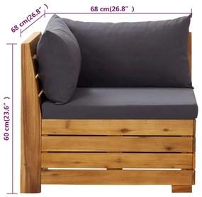 2 pcs conjunto lounge de jardim c/ almofadões acácia maciça