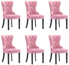 vidaXL Cadeiras de jantar 6 pcs veludo rosa