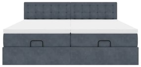 Estrutura cama otomana colchões 180x200 cm cinzento escuro