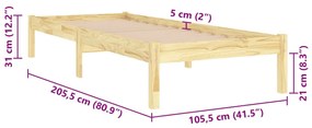Estrutura de cama 100x200 cm pinho maciço