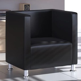 Poltrona em forma de cubo couro artificial preto