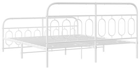 Estrutura de cama com cabeceira e pés 180x200 cm metal branco