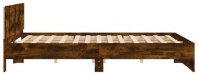Estrutura cama c/ cabeceira/luzes LED 200x200cm carvalho fumado