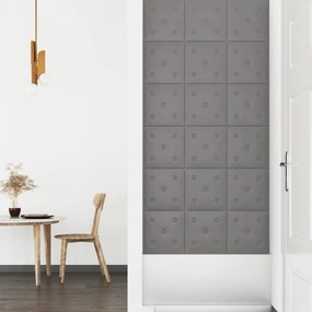 Painel parede 12 pcs 30x30cm couro artificial 1,08 m² cinza