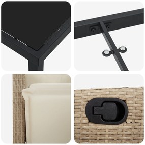 Conjunto de Jantar de Jardim 7 Peças Rattan Poliéster Bege