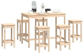 7 pcs conjunto de bar pinho maciço