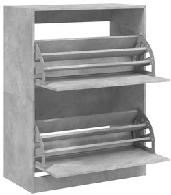 Sapateira c/ 2 gavetas articuladas 80x42x108 cm cinza cimento