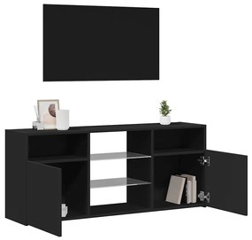 Móvel de TV com luzes LED 120x30x50 cm preto