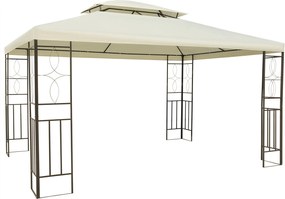 Pérgola de Jardim 4x3 m com Telhado Duplo Estrutura de Aço Anti-UV para Exterior Terraço Pátio Branco Creme
