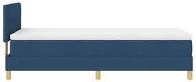 Cama Box com Colchão e LED Azul 100x200 cm Tecido