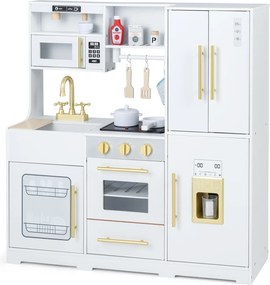 Cozinha Infantil de Brincar, 93 x 29,5 x 96 cm, Com Luzes e Sons, Branco