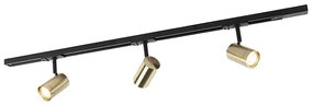 Sistema de iluminação de trilho inteligente preto com dourado 1-fase 3-luzes Incl. WiFi GU10 - Iconic Jeana