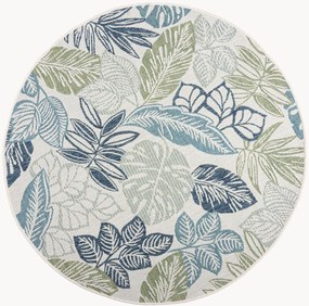 Tapete redondo para interior e exterior de tecelagem plana Bella Leaf