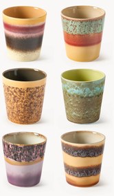 Canecas artesanal com vidrado reativo 70's, conjunto de 6