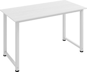 HOMCOM Secretária Moderna Mesa Estudo Estrutura Aço Pés Ajustáveis Mesa Computador 120x60x76 cm Design Elegante Branco | Aosom Portugal