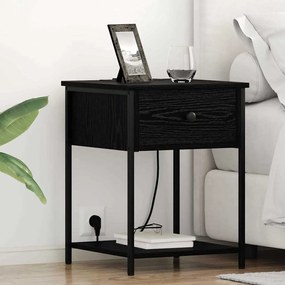 vidaXL Armário de Cabeceira com gaveta Carvalho preto 42 x 41 x 56 cm