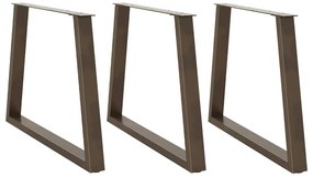 Pés para mesa de jantar em formato de V, 3 peças, aço natural, 90x(72-