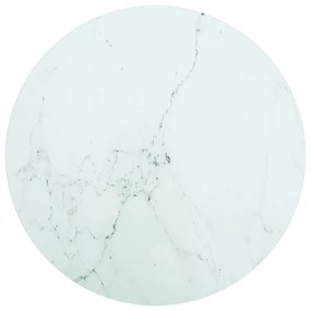 vidaXL Tampo mesa Ø60x0,8 cm vidro temperado design mármore branco