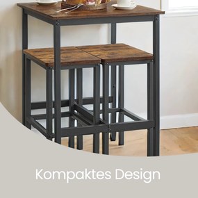Mesa de bar, mesa de cozinha, mesa alta 60 x 60 x 92 cm castanho-preto