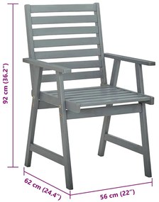 Cadeiras de jantar p/ jardim 3 pcs c/ almofadões acácia maciça