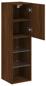 Móvel de TV com luzes LED 30,5x30x102 cm carvalho castanho