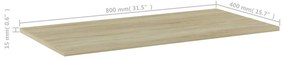 Prateleiras estante 4pcs 80x40x1,5cm contraplacado cor carvalho