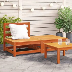vidaXL Sofá jardim s/ braços c/ apoio pés pinho maciço castanho-mel