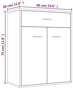 Aparador 60x30x75 cm derivados de madeira cinzento sonoma