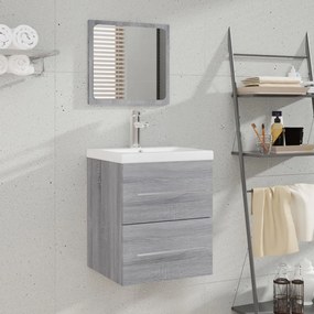 vidaXL Armário de casa de banho com espelho 41x38,5x48 cm sonoma cinza
