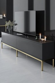 Conjunto de Mobiliário de Sala Lord – Antracite e Dourado – Tv Stand: