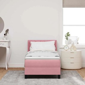 Cama Box Spring com Colchão Rosa 80x200 cm Veludo